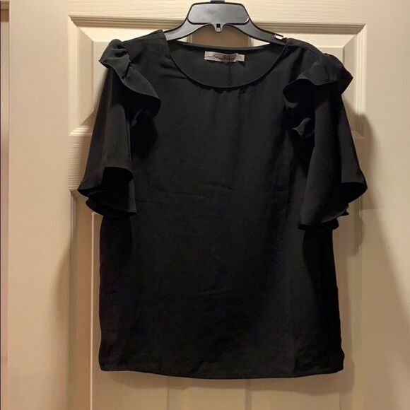 Lucy Wang Missguided Black Ruffle Sleeve Top, NWT. - Picture 1 of 5